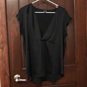 Express silky black v-neck top